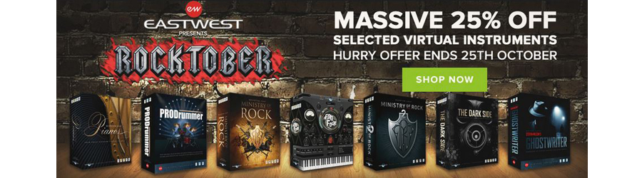 EastWest Sounds Rocktober 25% off virtual instruments