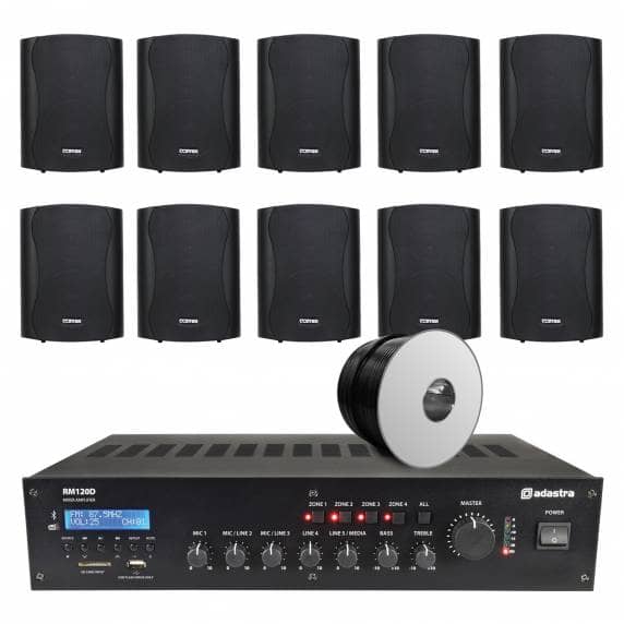 10 Speaker (5.25") 4-Zone Background Music System with BT & DAB Radio