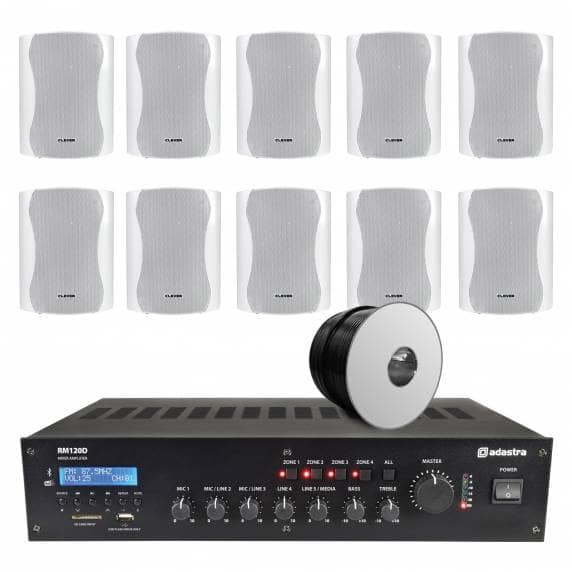 10 Speaker (5.25") 4-Zone Background Music System with BT & DAB Radio