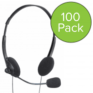 100 Pack of Computer Stereo Headphones with Microphone 