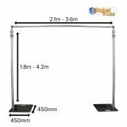 10m x 4m (32ft x 13ft) Telescopic Wedding Backdrop - Stand, Pipe and Drape System