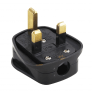 10x 13A UK PLUG 3-PIN FUSED BLACK MAINS PLUG PLASTIC BULK PACK
