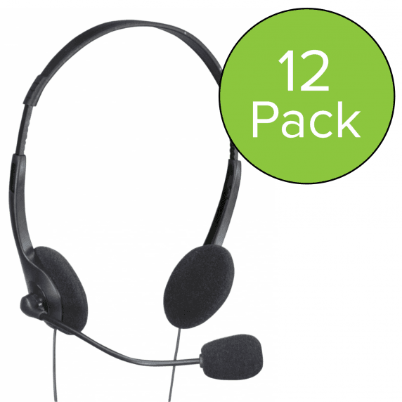 12 Pack of Computer Stereo Headphones with Microphone 