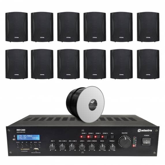12 Speaker (5.25") 4-Zone Background Music System with BT & DAB Radio