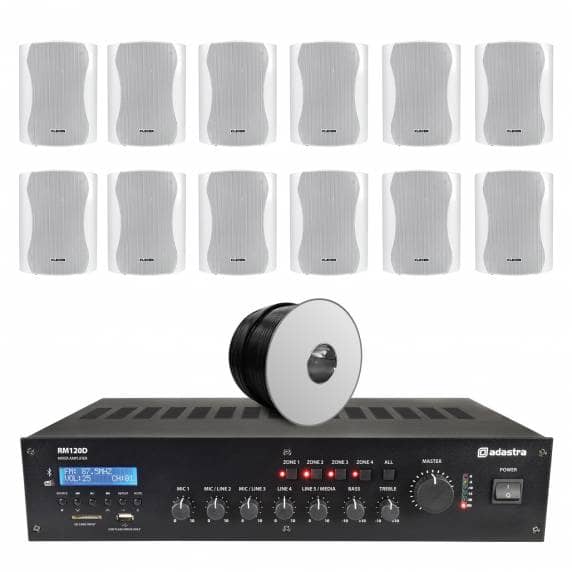 12 Speaker (5.25") 4-Zone Background Music System with BT & DAB Radio