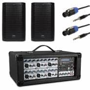 120W Powered PA Mixer Amp with 2x Citronic 10" Passive PA Speakers & Cables