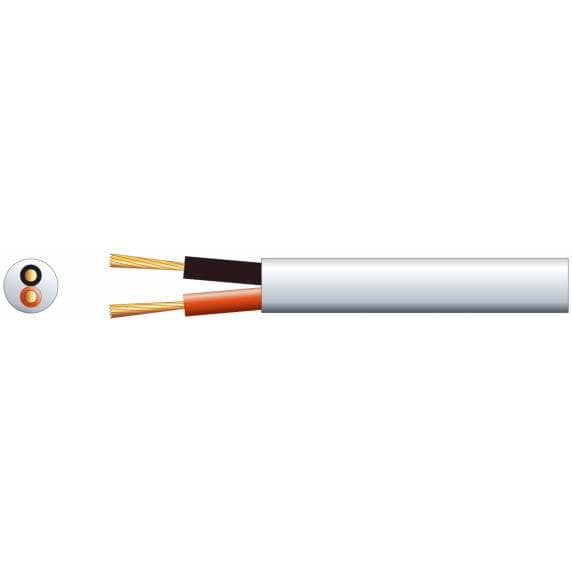 2-Core Hi-Flex Double Insulated Speaker Cable, 6-Amp, White - 50m Cut