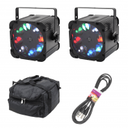 2 x Equinox Crossfire XP with Carry Bag & DMX Cable