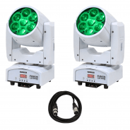2 x Equinox Fusion 120 Zoom MKII Moving Head (White) + 3m DMX Cable