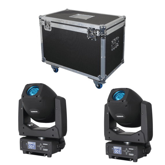 2 x Equinox Fusion 200 Zoom Spot with ABS Flight Case Bundle