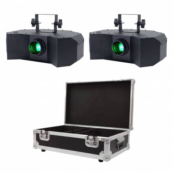 2 x Equinox Helix 100W GOBO Flower (Black) & 2-Way Flight Case