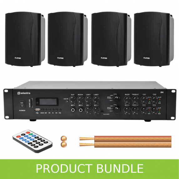 2-Zone Home/Office Music System with 4 Wall Speakers