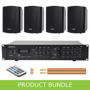 2-Zone Home/Office Music System with 4 Wall Speakers