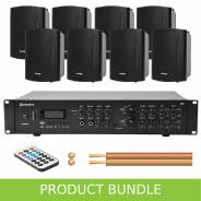 2-Zone Home/Office Music System with 8 Wall Speakers