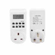 24-Hour 7 Day Digital Timer Power Socket Plug - for Lamps and Electronics 