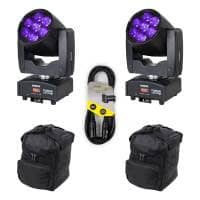 2x Equinox Fusion 120 Zoom MKII (Black) with Bags & Cable Bundle
