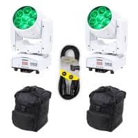 2x Equinox Fusion 120 Zoom MKII (White) with Bags & Cable Bundle
