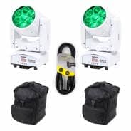 2x Equinox Fusion 120 Zoom MKII (White) with Bags & Cable Bundle
