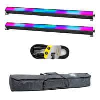 2x Equinox SpectraPix Black LED Light Batten, 3m Cable & Bag Bundle