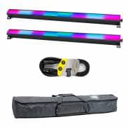 2x Equinox SpectraPix Black LED Light Batten, 3m Cable & Bag Bundle