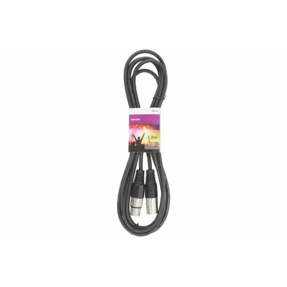 3.0m DMX Lighting Cable, 3-Pin XLR Plug to XLR Socket