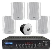 Inta Audio 4 Speaker Background Music System with Bluetooth & DAB Radio - White Wall Speakers