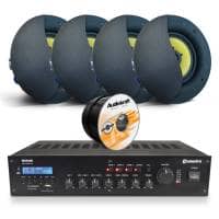 4 x Black AudioKraft PCS-60T Premium Ceiling Speakers With RM360D Amplifier & Cable