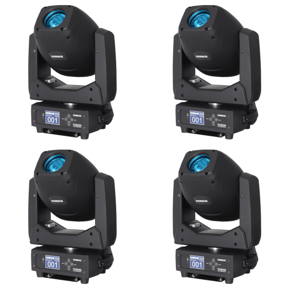 4 x Equinox Fusion 200 Zoom Spot LED Moving Head