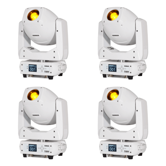 4 x Equinox Fusion 200 Zoom Spot LED Moving Head - White Housing