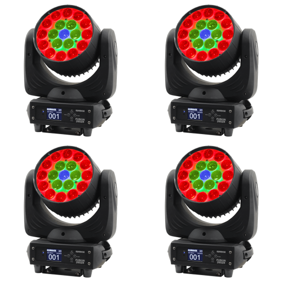 4 x Equinox Fusion 260ZR LED Wash Moving Head - Black Housing