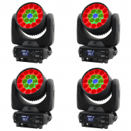 4 x Equinox Fusion 260ZR LED Wash Moving Head - Black Housing