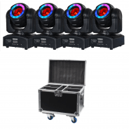 4 x Equinox Fusion Orbit Moving Head with ABS Flight Case Bundle