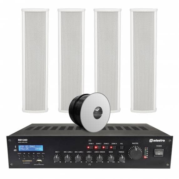 4x Column Speaker Background Music System with Bluetooth 