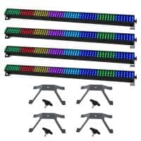 4x Equinox SpectraPix RGB LED Light Batten with Floor Mounting Brackets (Black)