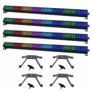 4x Equinox SpectraPix RGB LED Light Batten with Floor Mounting Brackets (Black)