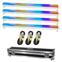 4x Equinox SpectraPix White LED Light Batten, 3m Cables & Flight Case Bundle