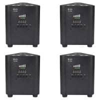 4x QTX Tri-PAR Rechargeable Battery Uplighters Triple PAR RGBW