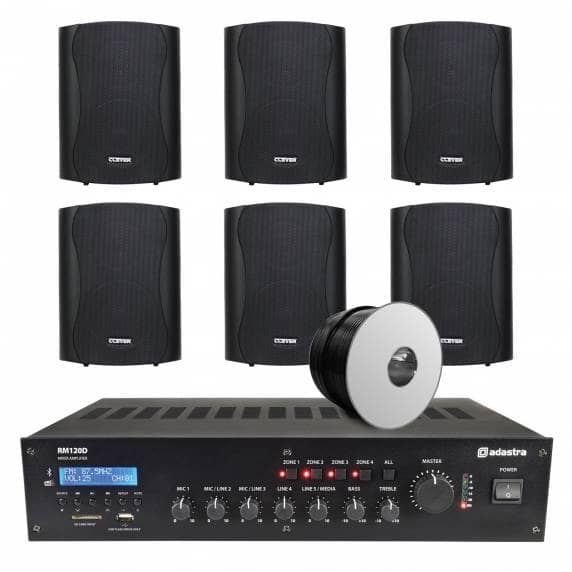 6 Speaker (5.25") 4-Zone Background Music System with BT & DAB Radio