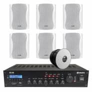 6 Speaker (5.25") 4-Zone Background Music System with BT & DAB Radio - White