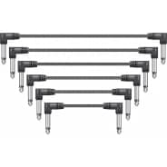 6x Patch Leads For Guitar Effects Pedals 0.15m - Black
