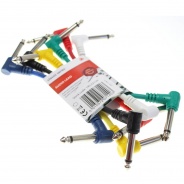 6x Patch Leads For Guitar Effects Pedals 0.15m Multi Coloured 