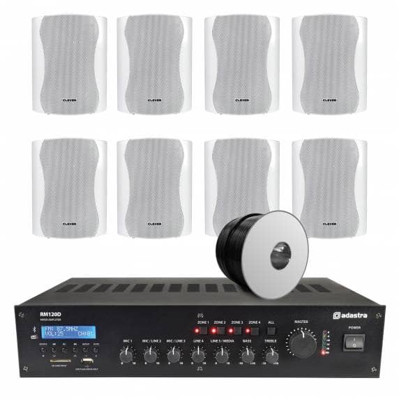 8 Speaker (5.25") 4-Zone Background Music System with BT & DAB Radio