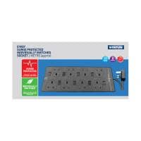 Status 8-Way 2M Extension socket, individually switched - BLACK