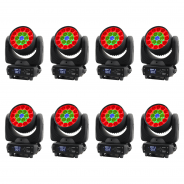 8 x Equinox Fusion 260ZR LED Wash Moving Head - Black Housing