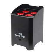8 x LEDJ Rapid QB1 HEX LED Battery Uplighters (Black) With Charge Flight Case