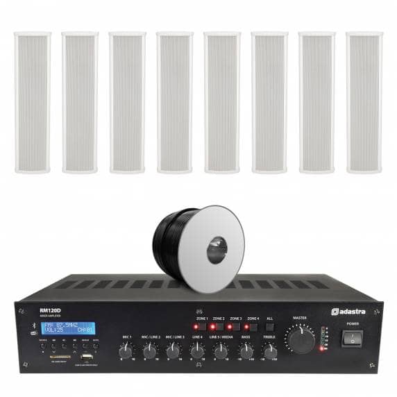 8x Column Speaker Background Music System with Bluetooth 