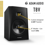 Adam Audio T8V 8" Studio Monitors, Isolation Pads & Cable Bundle