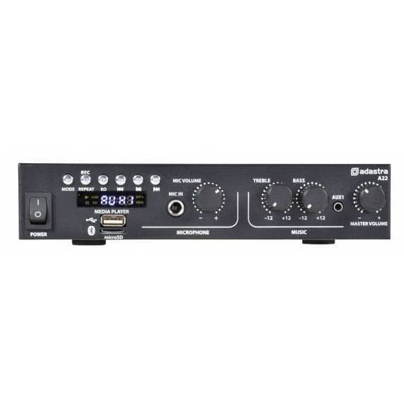 Adastra A22 Stereo PA Amplifier with Bluetooth, FM Tuner, USB & SD