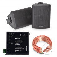 Adastra Bluetooth Music System + 2-Way Stereo Wall Speakers, Black (Pair) 