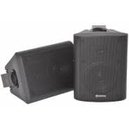 Adastra Bluetooth Music System + 2-Way Stereo Wall Speakers, Black (Pair) 